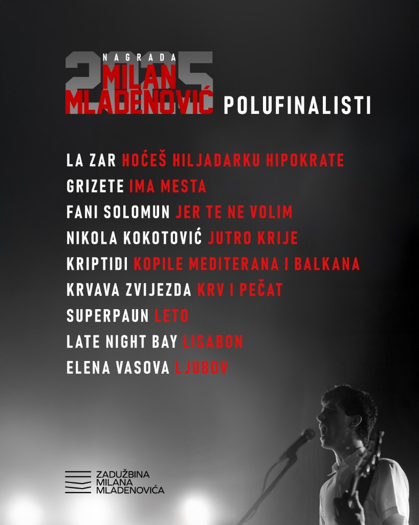 Nagrada 2025 Milan Mladenović – polufinalisti, uključujući Late Night Bay (Lisabon)